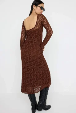 Trendyol Vestidos-Vestido midi com costas abertas cru