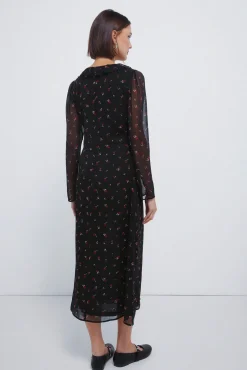 Springfield Vestidos-Vestido midi com decote zigue-zague vermelho