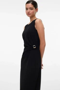 Vero Moda Vestidos-Vestido midi com detalhe de fivela Preto