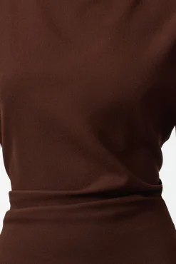 Trendyol Vestidos-Vestido midi com gola virada para baixo cru