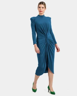 Cuplé Vestidos-Vestido midi com nó frontal Azul