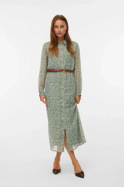Vero Moda Vestidos-Vestido midi de chiffon Verde