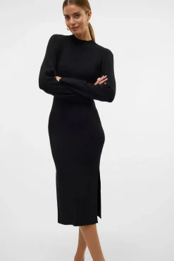 Vero Moda Vestidos-Vestido midi de malha Preto