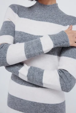 Springfield Vestidos-Vestido midi de malha riscas Kodak cinzento