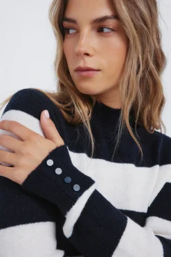 Springfield Vestidos-Vestido midi de malha riscas Kodak azul