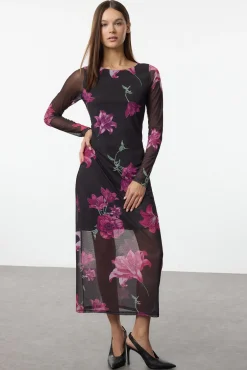 Trendyol Vestidos-Vestido midi de tule rosa