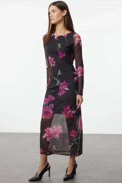 Trendyol Vestidos-Vestido midi de tule rosa
