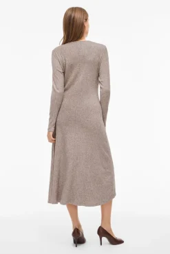 Vila Vestidos-Vestido midi de viscose Castanho