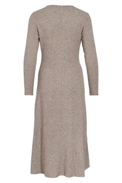 Vila Vestidos-Vestido midi de viscose Castanho