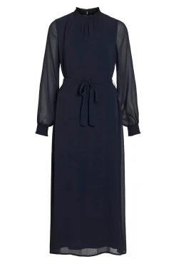 Vila Vestidos-Vestido midi em chiffon Azul