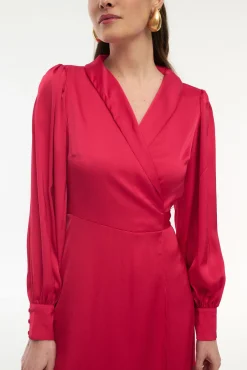 Vila Vestidos-Vestido midi envolvente em cetim Vermelho