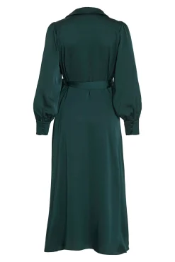Vila Vestidos-Vestido midi envolvente em cetim Verde