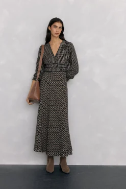 Pedro del Hierro Vestidos-Vestido midi estampado Cizento