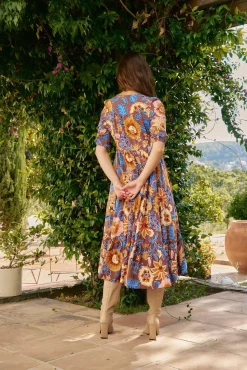 Jaase Vestidos-Vestido midi Eve com estampado de terra Multicolorido