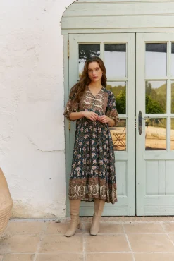 Jaase Vestidos-Vestido midi Eve estampado Nomade Multicolorido