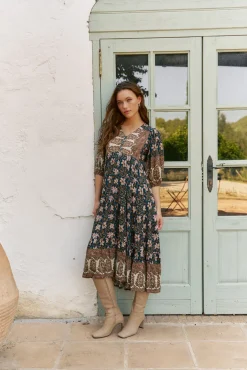 Jaase Vestidos-Vestido midi Eve estampado Nomade Multicolorido