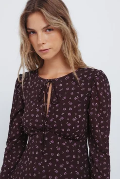 Springfield Vestidos-Vestido midi floral castanho