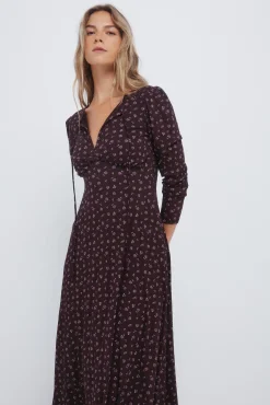 Springfield Vestidos-Vestido midi floral castanho