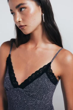 Springfield Vestidos-Vestido midi lingerie preto