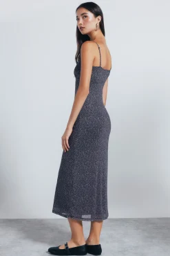 Springfield Vestidos-Vestido midi lingerie preto