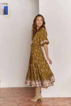 Jaase Vestidos-Vestido midi Mila com estampado Amalie Tostado