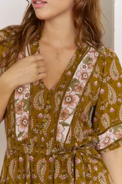 Jaase Vestidos-Vestido midi Mila com estampado Amalie Tostado