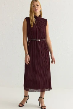 Trendyol Vestidos-Vestido midi plissado estampado