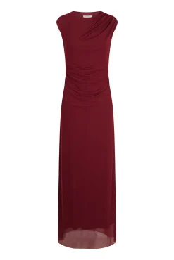 Pedro del Hierro Vestidos-Vestido midi reto com babados em tule Bordeaux