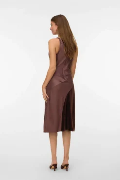 Vero Moda Vestidos-Vestido midi sem mangas Castanho