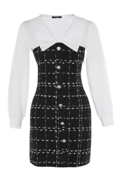 Trendyol Vestidos-Vestido mini com gola camiseira preto