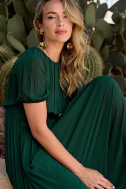 Polín Et Moi Vestidos-Vestido plissado Eulália Verde