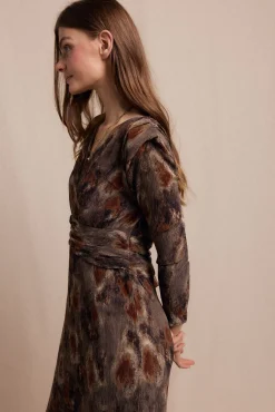 Slowlove Vestidos-Vestido textura elastico Castanho