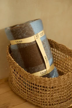 Calma House Cobertores-Xadrez de algodão xadrez marrom Oslo cru