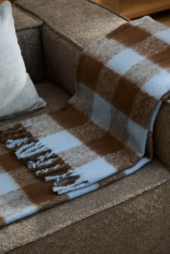 Calma House Cobertores-Xadrez de algodão xadrez marrom Oslo cru