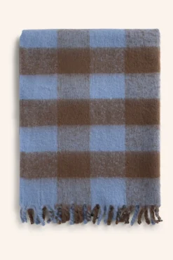 Calma House Cobertores-Xadrez de algodão xadrez marrom Oslo cru