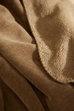 Calma House Cobertores-Xadrez quente com costura Adel marrom cru