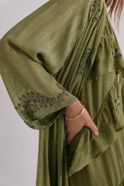 Hoss Intropia Sobretudos-Zena. Quimono bordado Verde